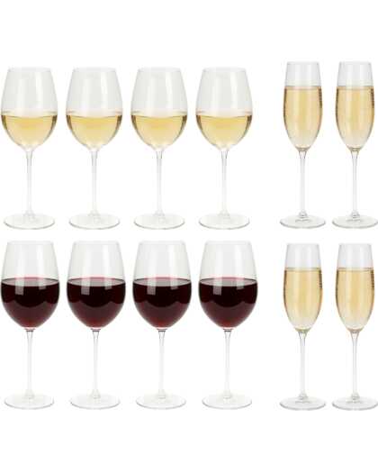 Cookinglife Wijnglazenset Solare 12-Delig - Rode wijnglazen + Witte wijnglazen + Champagneglazen