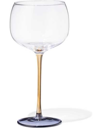 HEMA Wijnglas 380ml glas geel met blauw (multi)