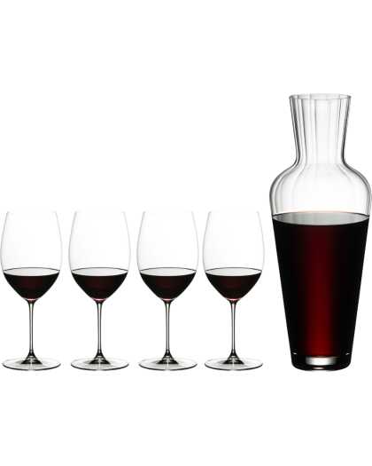 Riedel Wijnglazenset - Rode Wijnglazen - Veritas - Cabernet / Merlot + Wine Friendly Decanter
