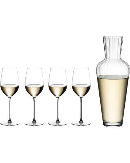 Riedel Wijnglazenset - Witte Wijnglazen - Veritas - Rieseling / Zinfandel + Wine Friendly Decanter