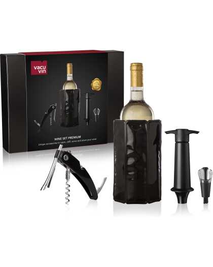 Vacu Vin Wijnset Premium - Zwart - 4 delige set